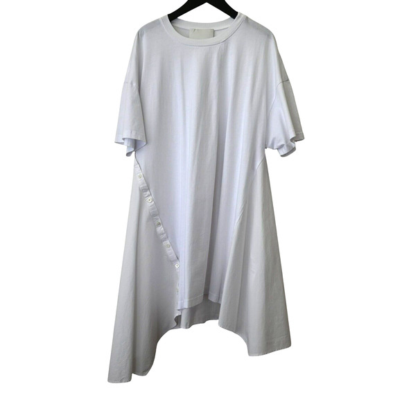 3.1 Phillip Lim Asymmetrical Button T Shirt Dress XS White Pullover Cotton - Picture 1 of 6